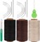 Needle and Thread for Hair Extensions 3 Rolls Hair Weave Sewing Threads with 10 Pcs C J I Shape Curved Upholstery Needles for Hand Sewing, Hair Extensions, Making Wigs DIY